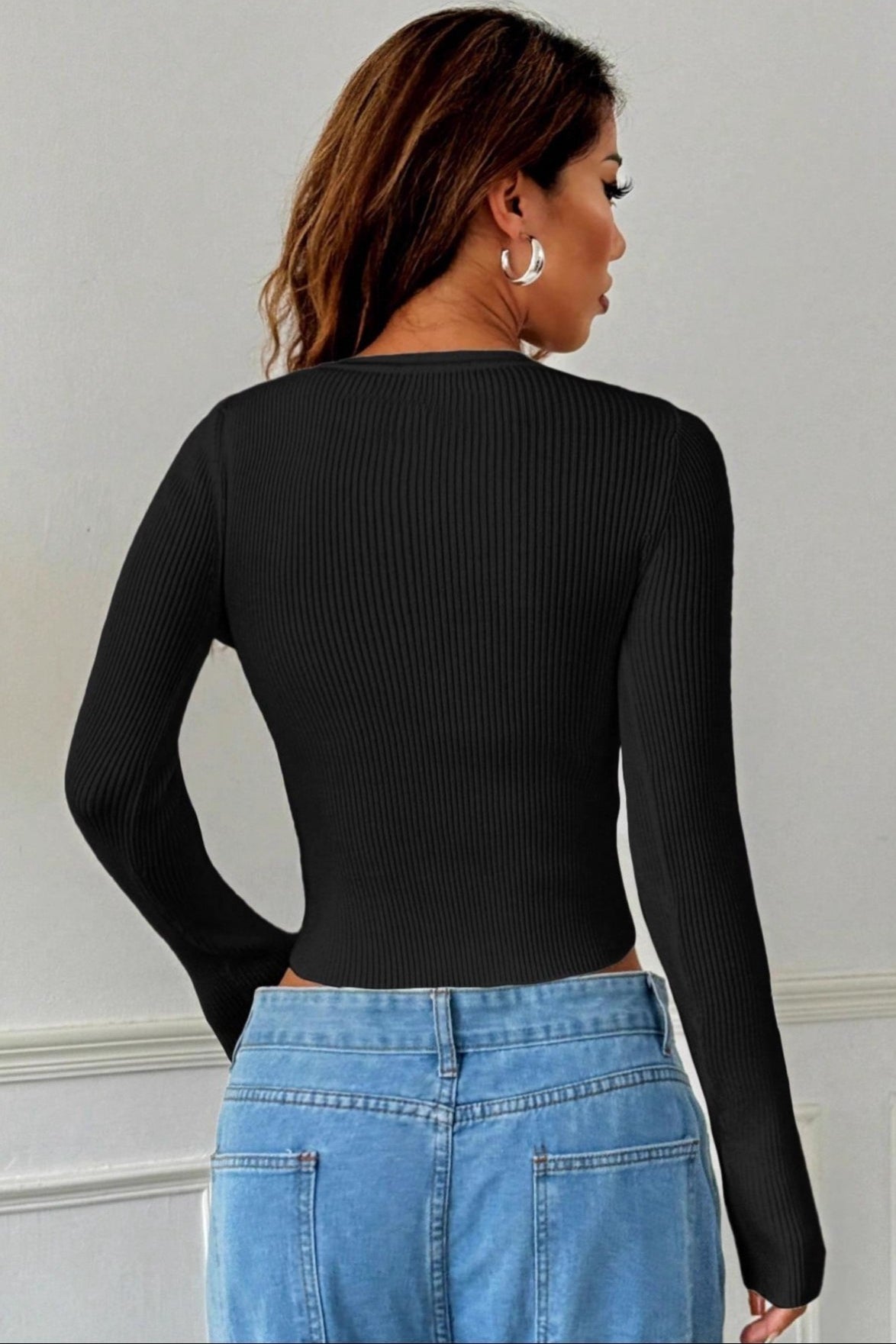 Stretch Fit Flare Sleeve Cardigan