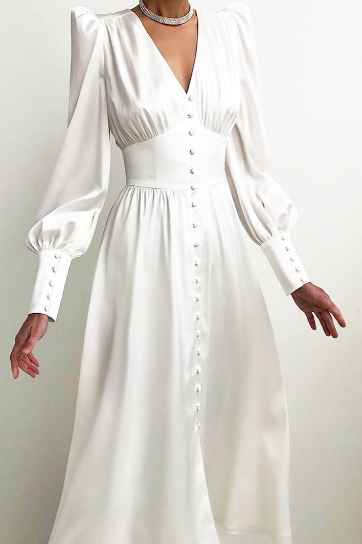 Satin Puff Sleeve Bustier Tailored Midi Dress - View 11