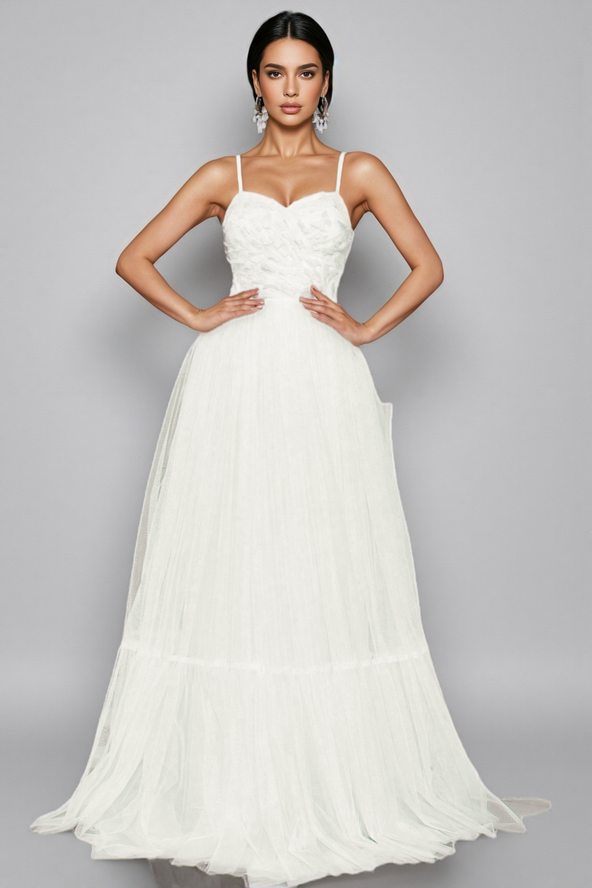 Cosima White Halter Mesh Maxi Dress - View 3