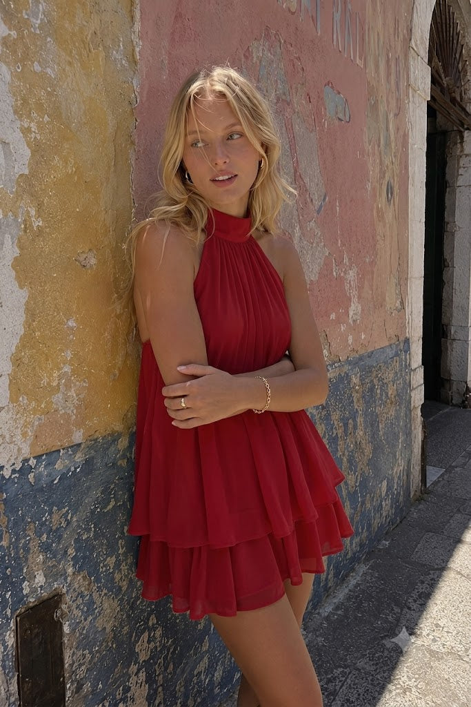 Backless Halter-Neck Mini Dress