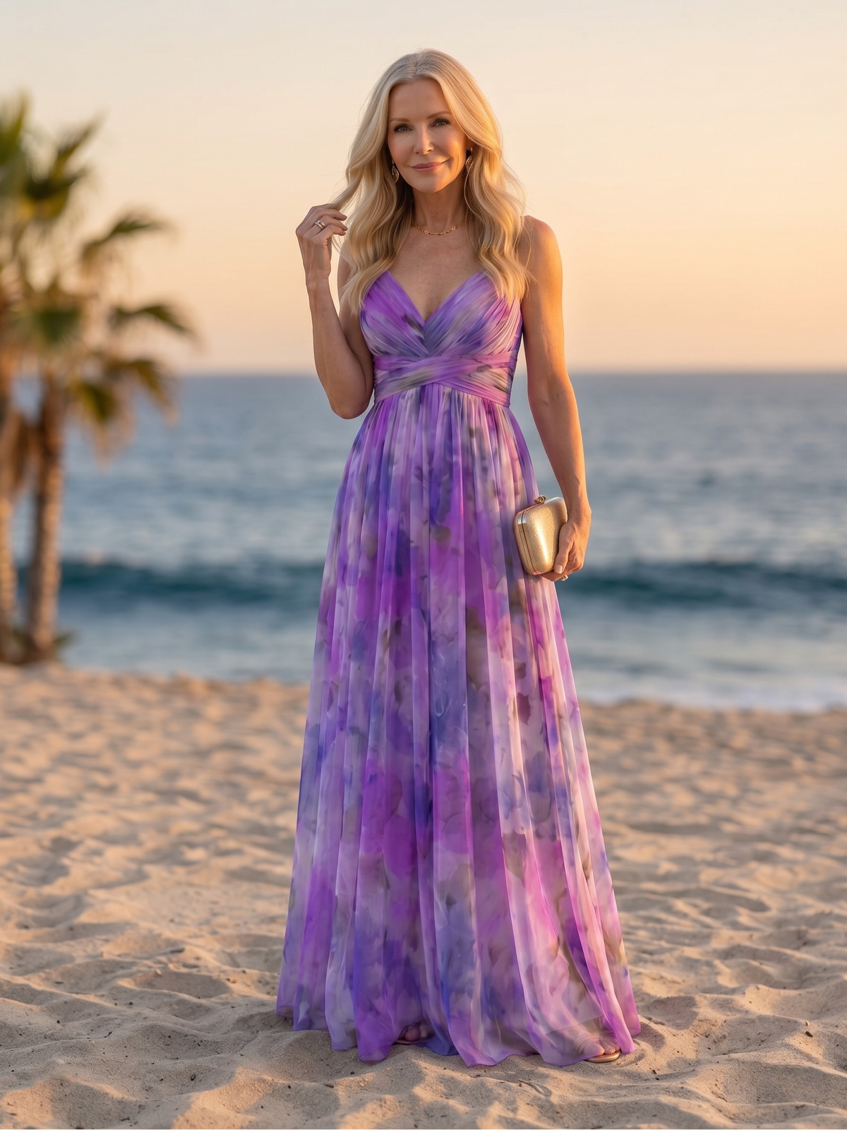 Tie Dye V-Neck Cross Bodice Maxi Dress 5