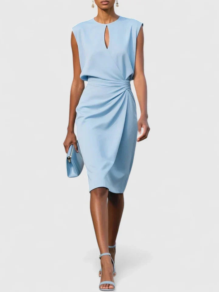 Keyhole Neck Sleeveless Ruched Bodycon Midi Dress 3
