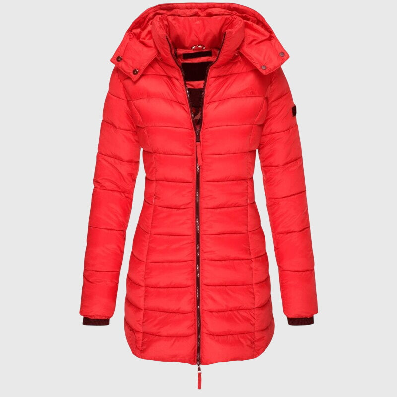 Hooded Zip Front Longline Puffer Jacket 7