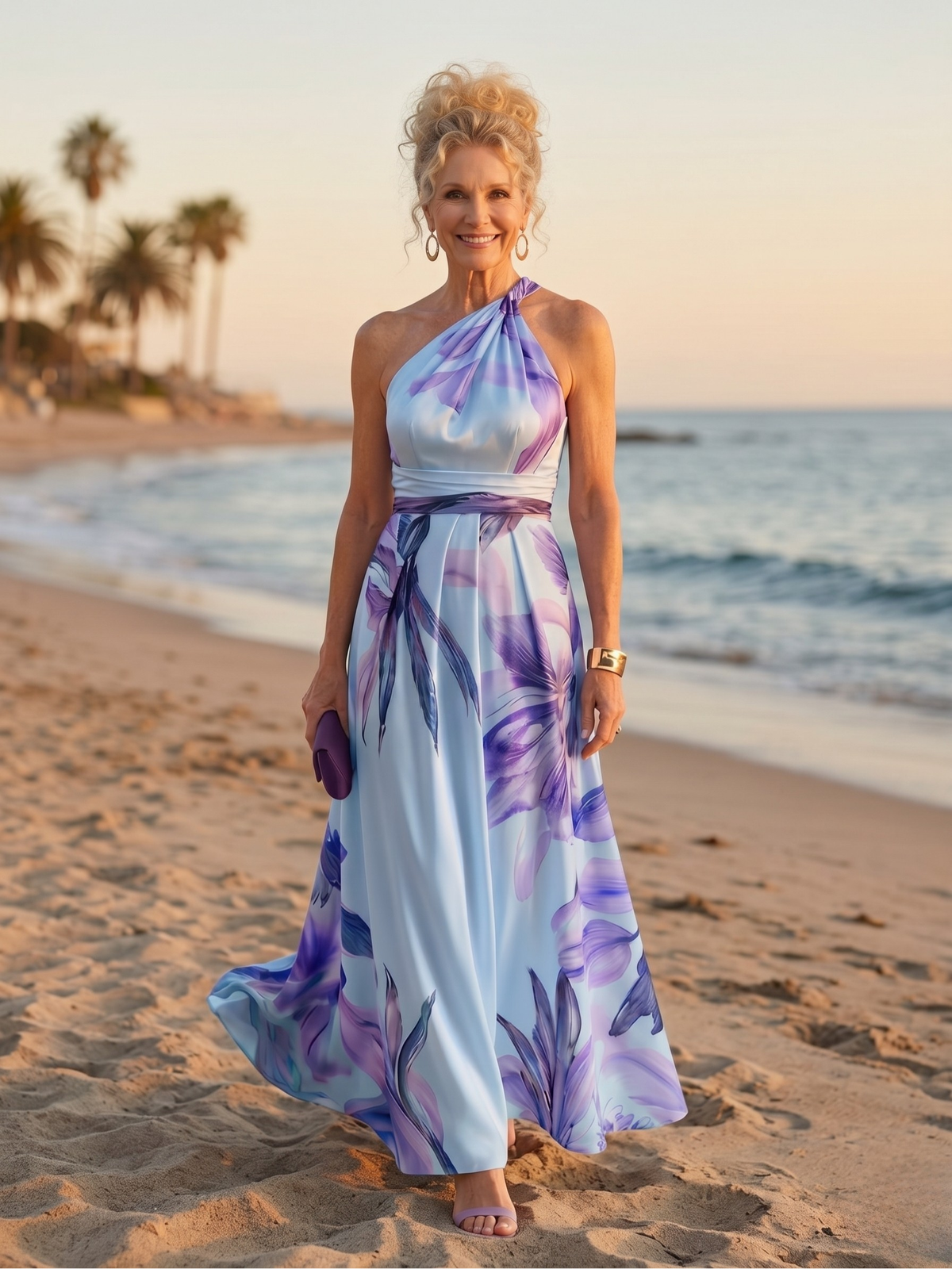 Floral One Shoulder Belted Maxi Dress 3