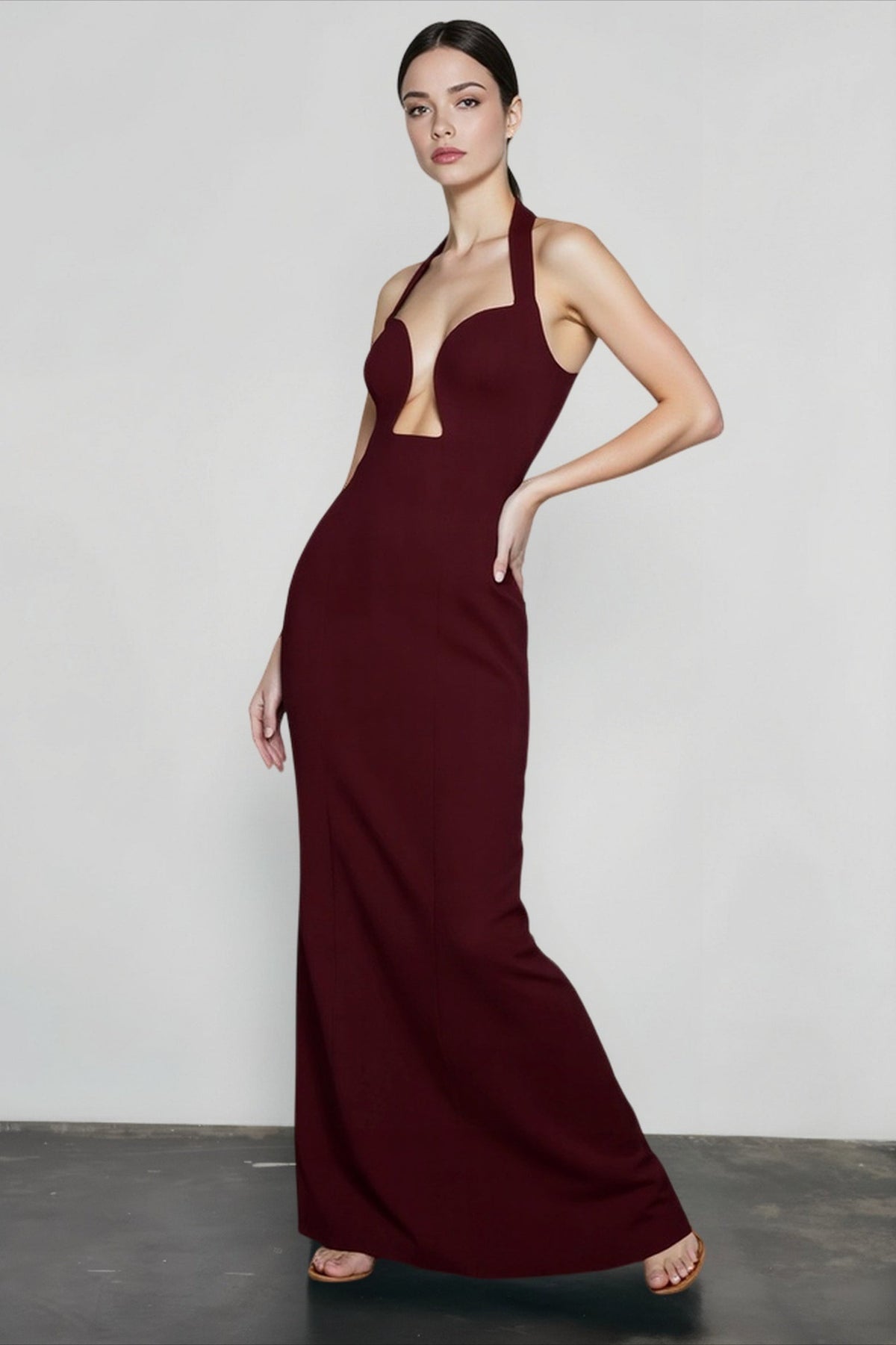 Halter Sweetheart Cut Out Bodycon Maxi Dress - View 3