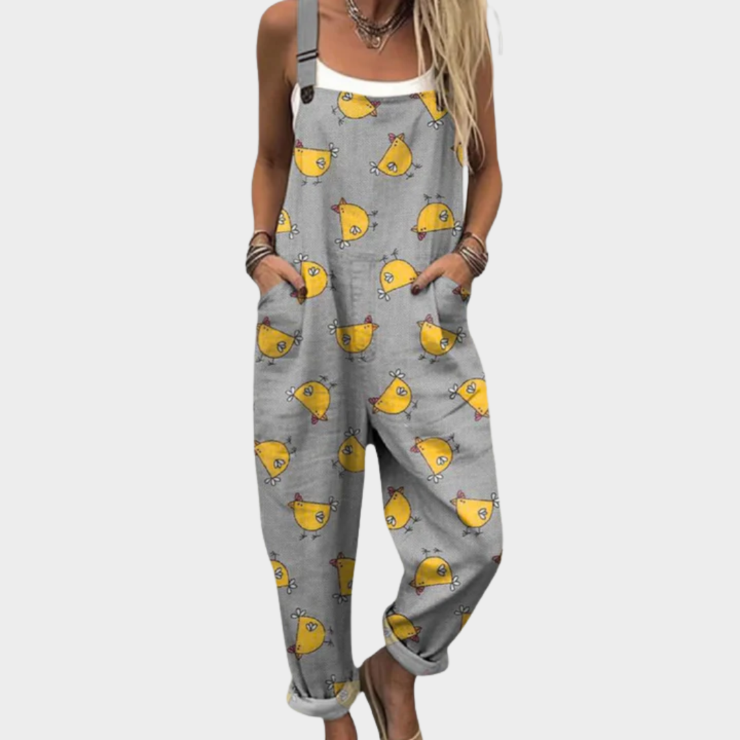 Chicken Print Sleeveless Pocket Overall Jumpsuit 2