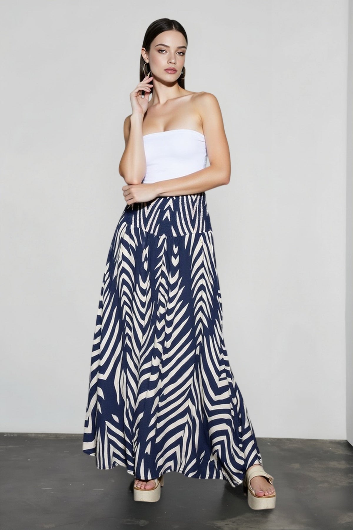 Leaf Print Flowy Vacation Skirt