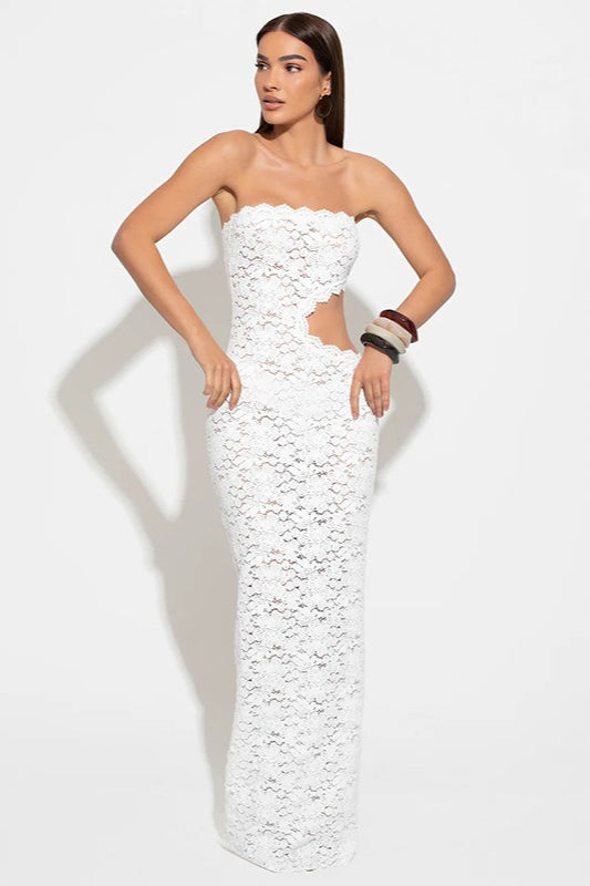 Elegant Lace Sheer Bustier Backless Cutout Bodycon Dress - View 4
