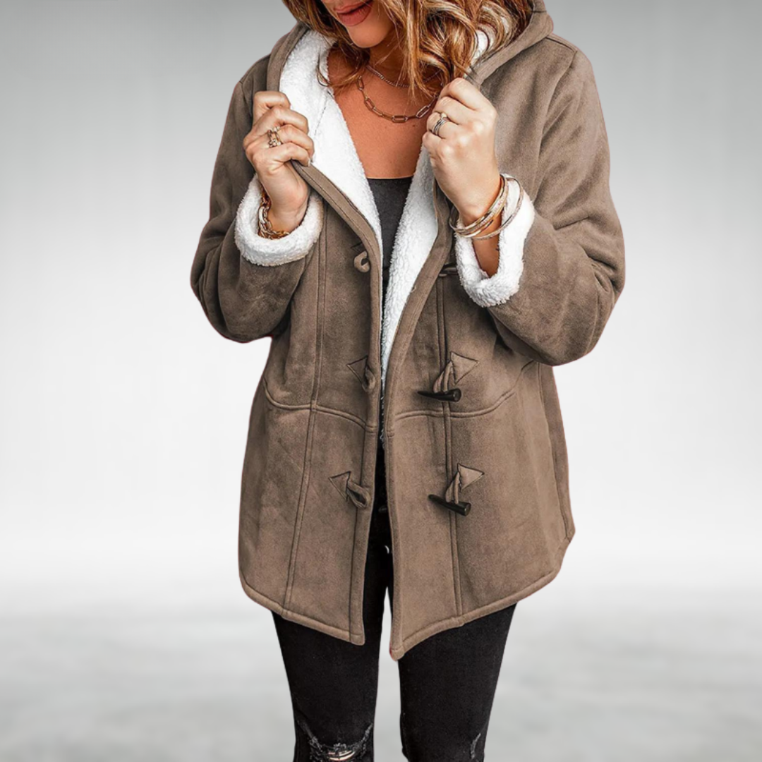 Hooded Sherpa Lined Toggle Faux Suede Jacket 4
