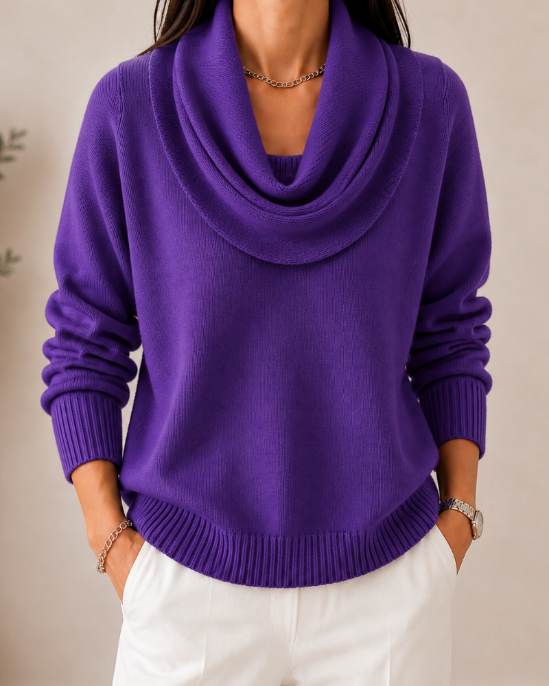 Cowl Neck Long Sleeve Knit Sweater 9