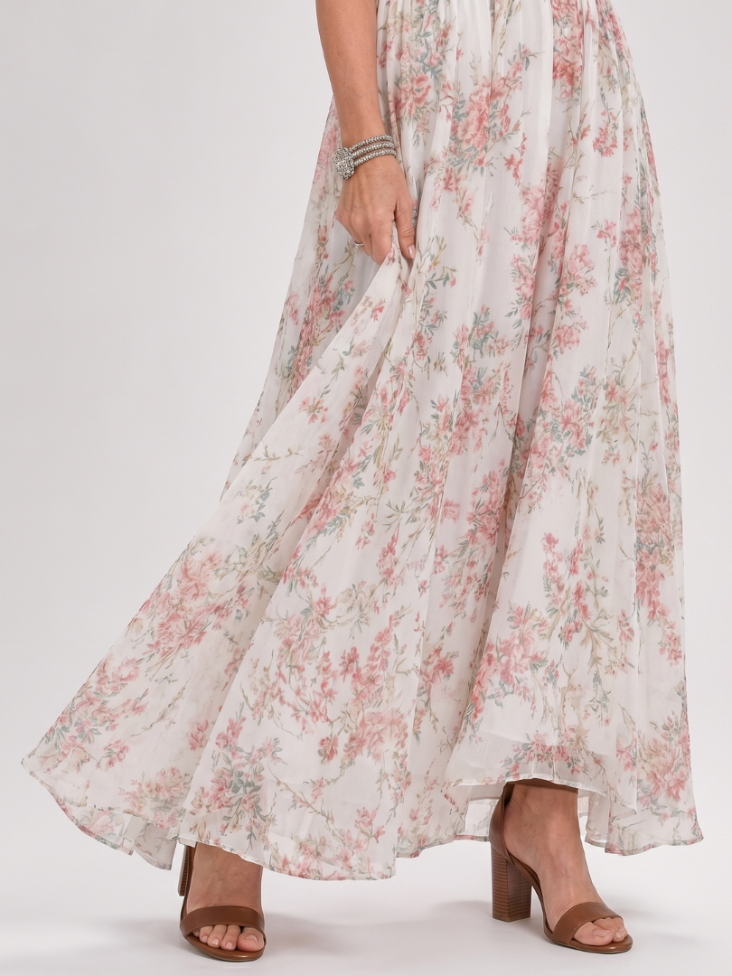 Floral Halter Neck Sleeveless Maxi Dress 3