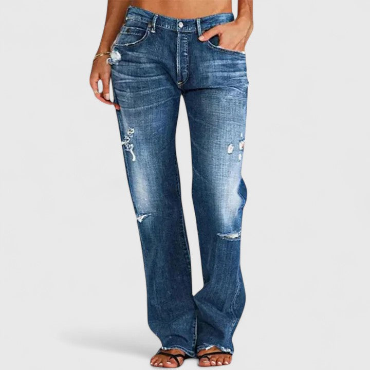 Distressed Ripped Straight Leg Jeans 2