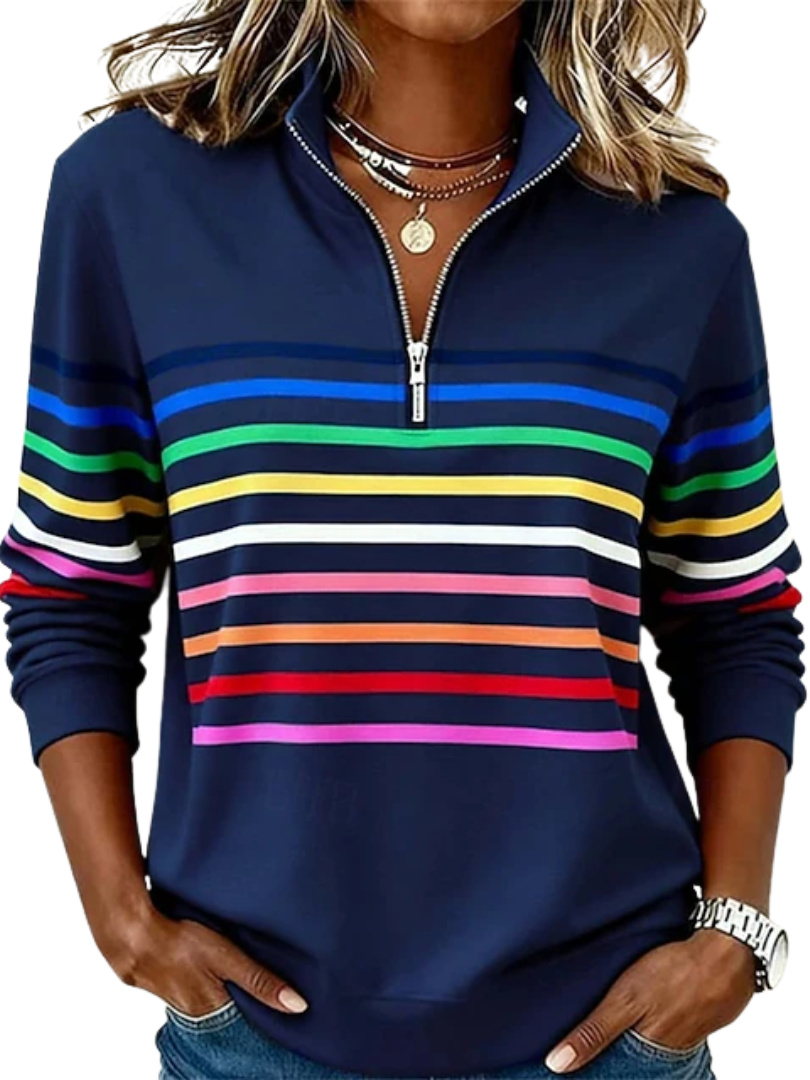 Striped Quarter Zip Long Sleeve Sweatshirt 3