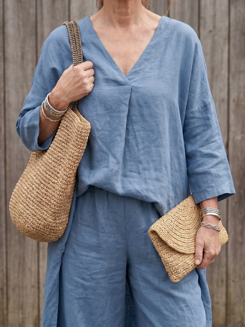 V-Neck Tunic Top and Wide Leg Pants Two Piece Set 3