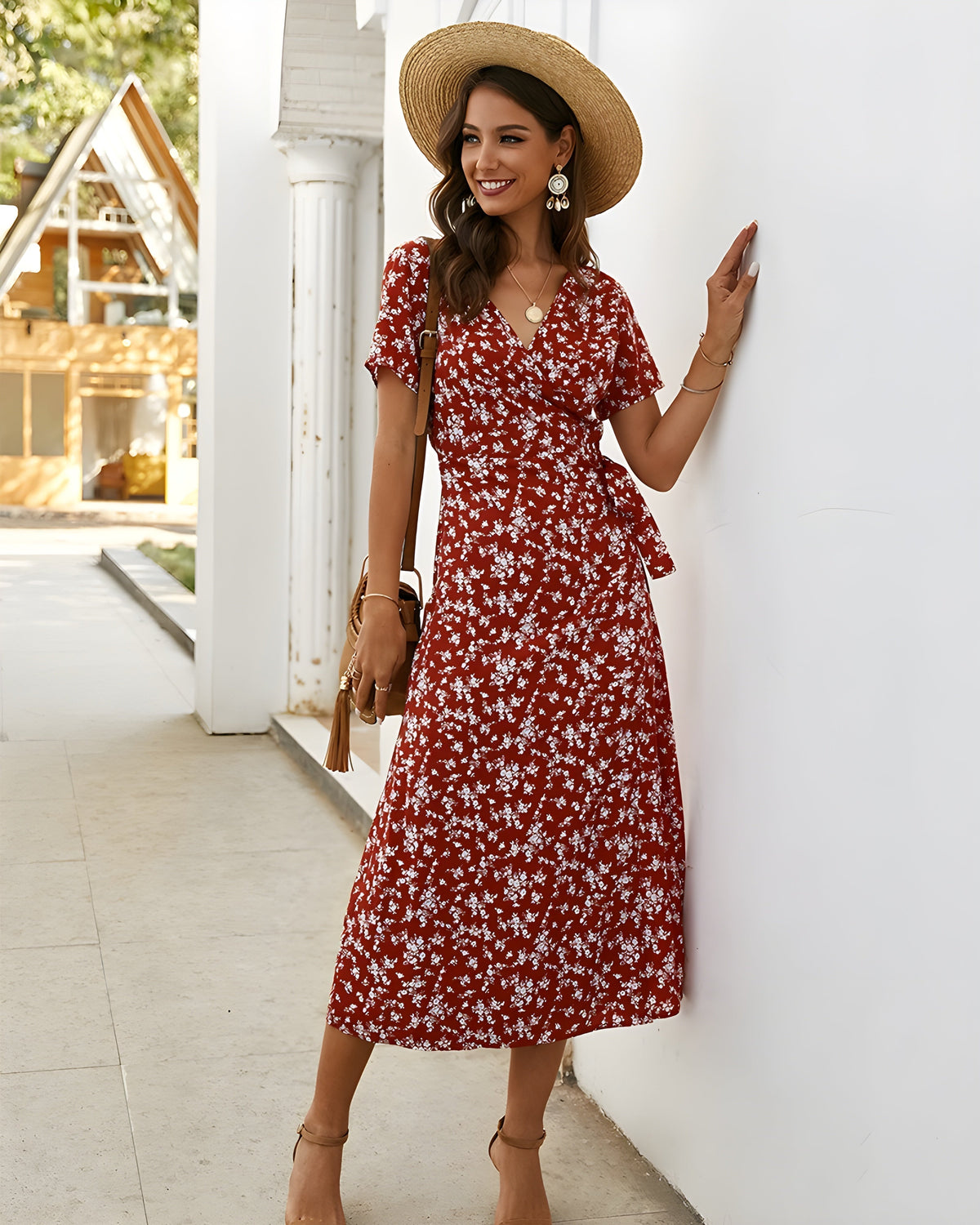 Ethnic Paisley Print V-Neck Long Sleeve Maxi Dress 2