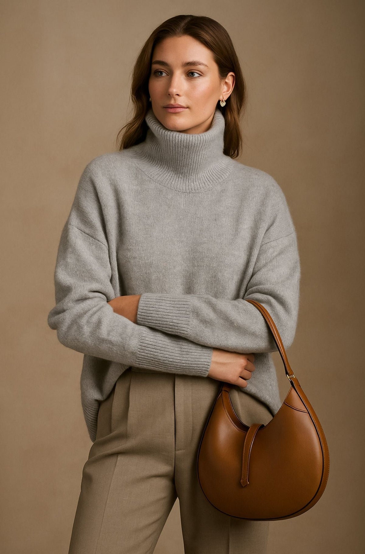 Oversized Turtleneck Drop Shoulder Sweater 3