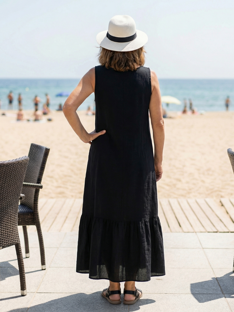 Round Neck Sleeveless Tiered Hem Maxi Dress 5