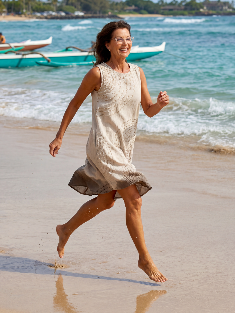 Textured Embroidered Sleeveless Shift Midi Dress 3