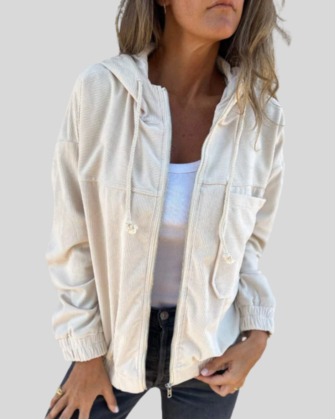Corduroy Hooded Zip Front Jacket 2