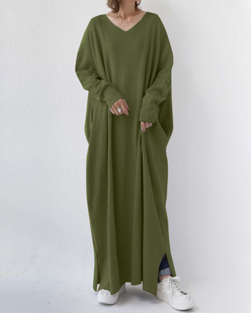 Long Sleeve Ribbed Knit Sweater Dress - View 7