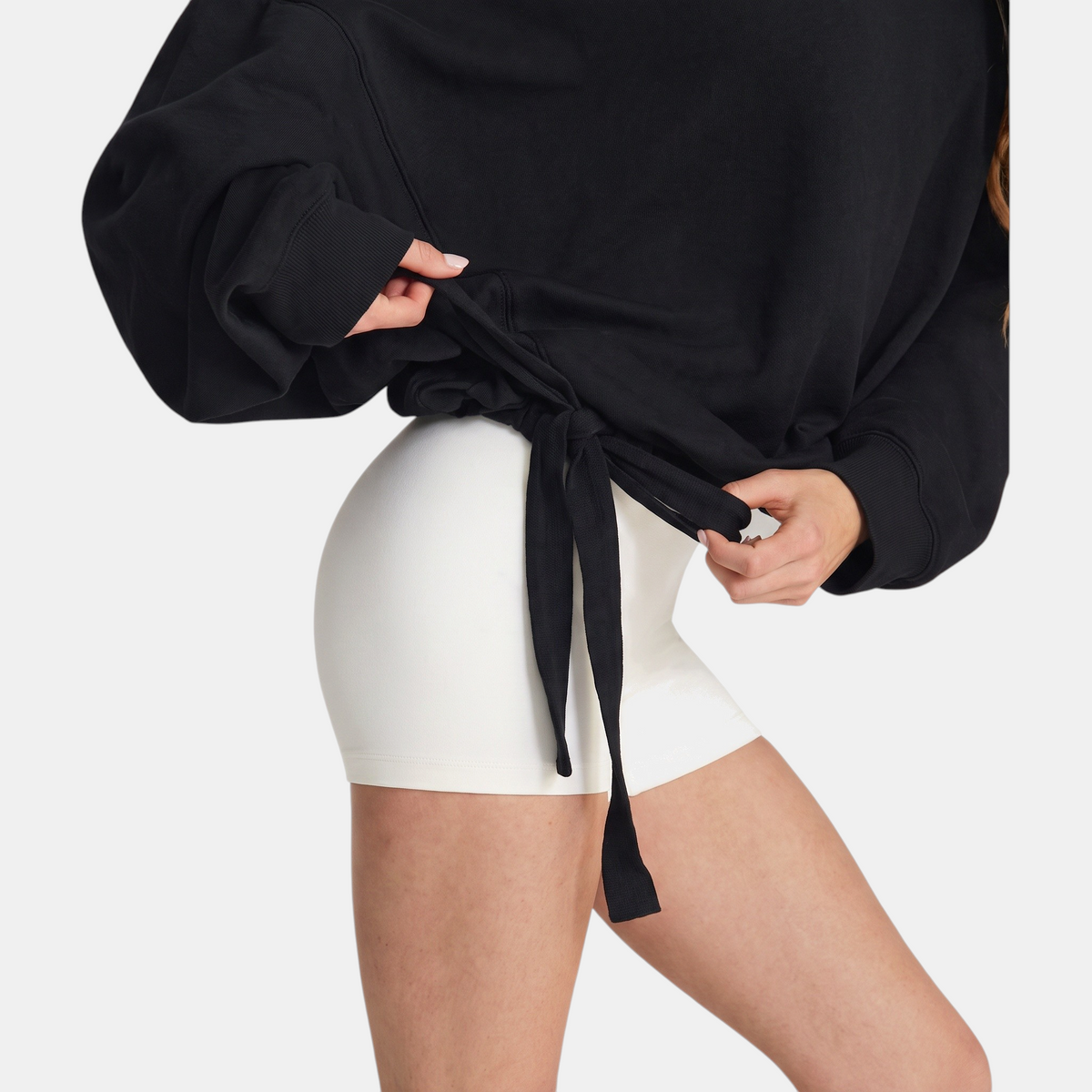 Boat Neck Drawstring Side Oversized Sweatshirt 12