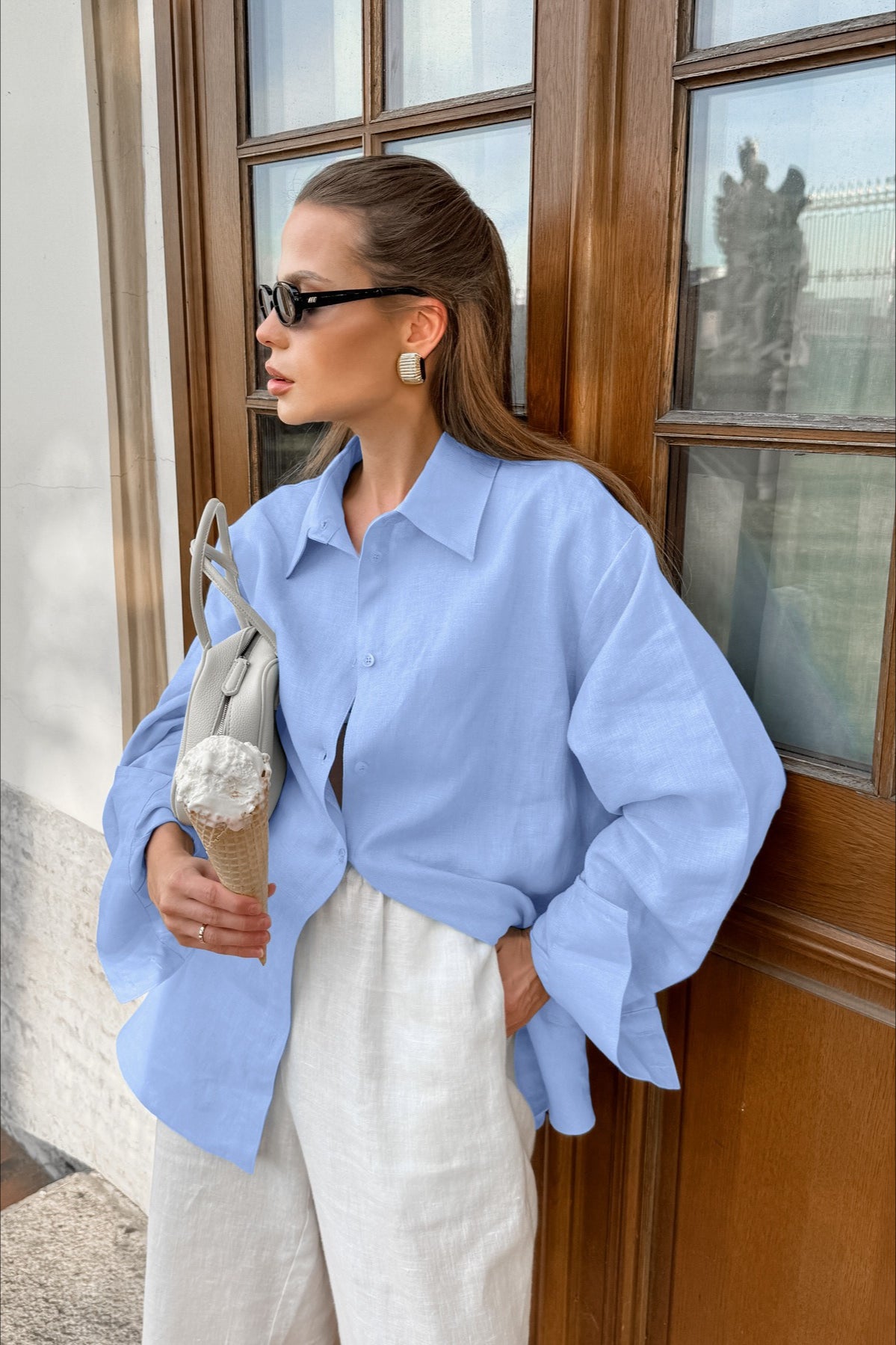 Fresh Blue Lazy Style Blouse