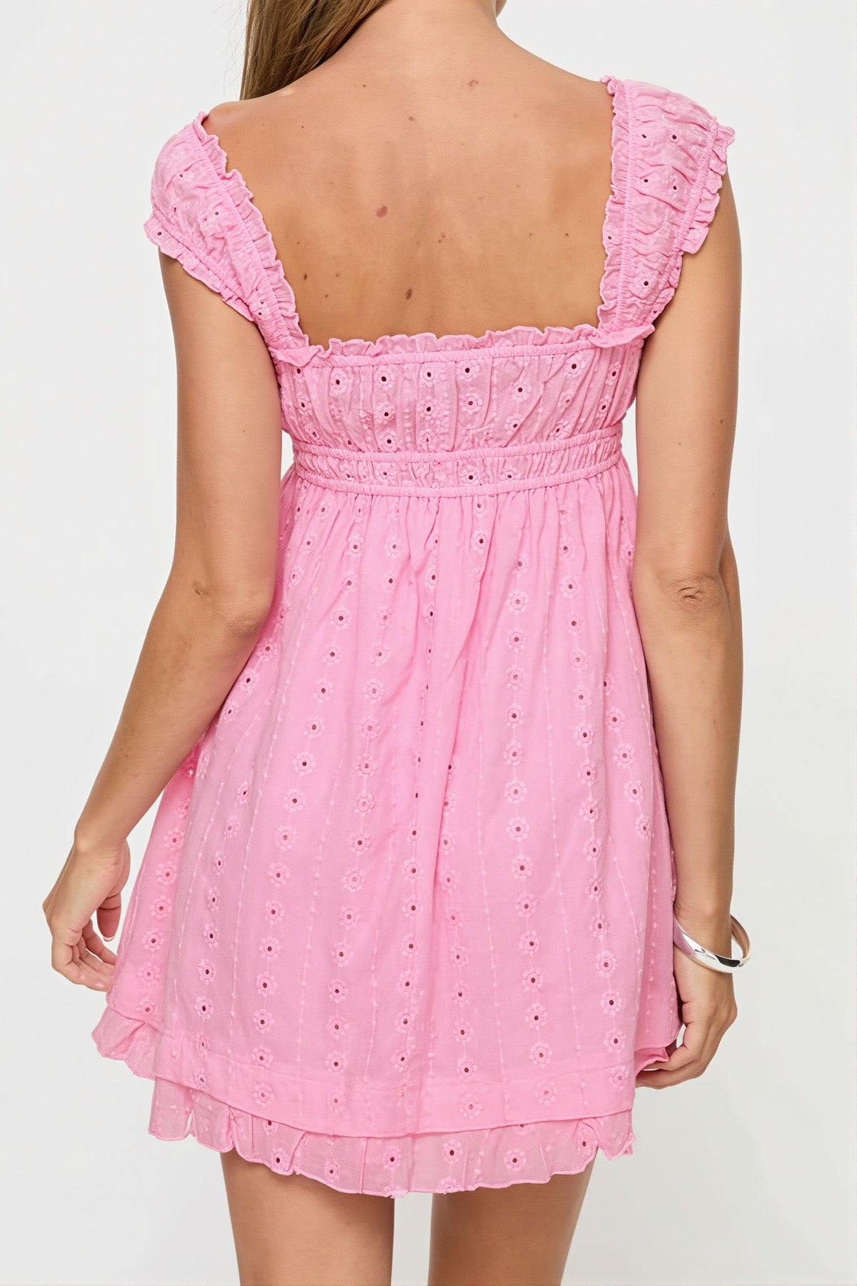 Solid Embroidered Lace Cami Mini Dress - View 8