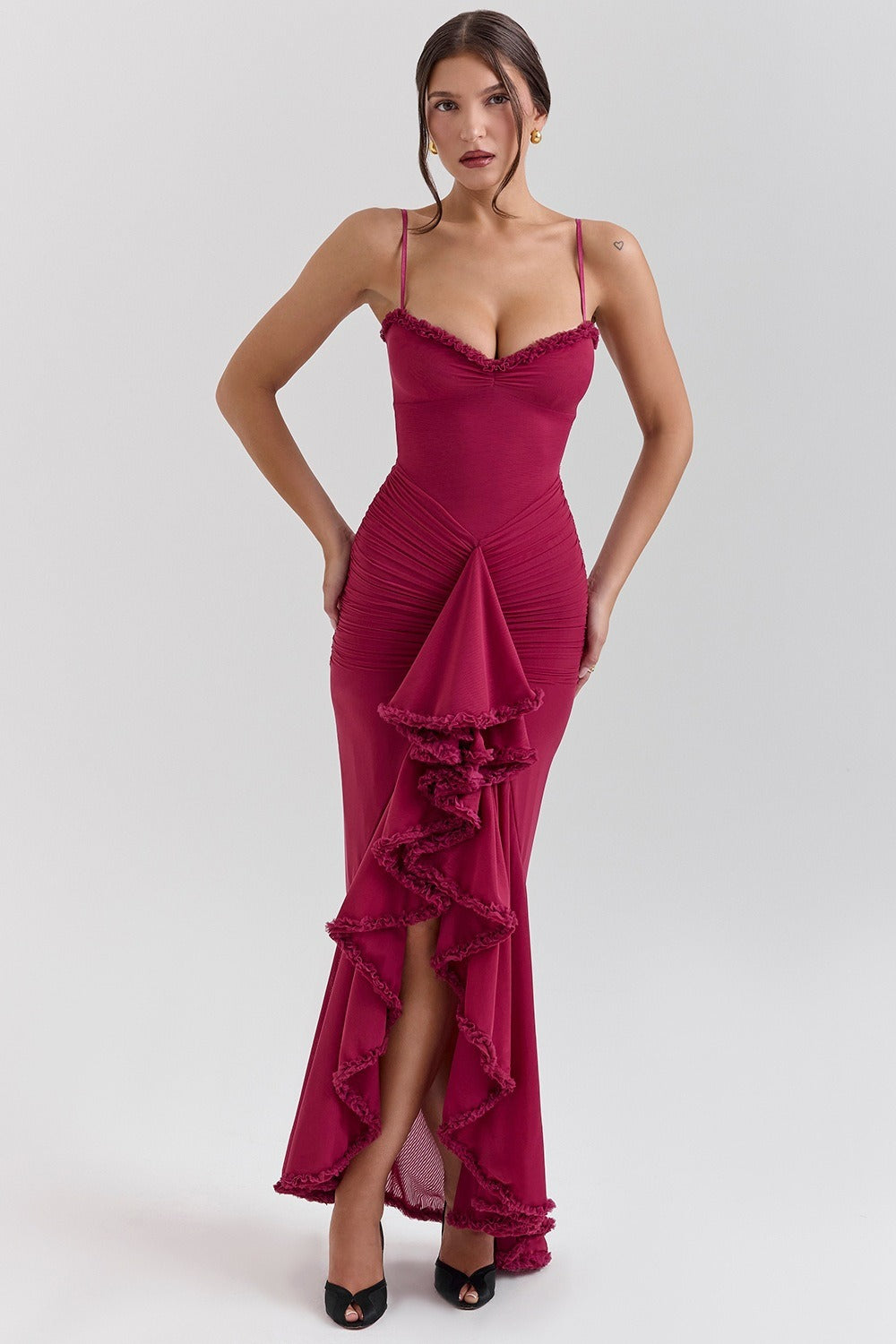 Stretch Mesh V Neck Cami Midi Dress - View 11