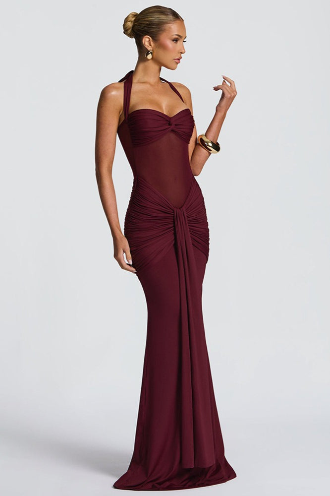 Mesh Panel Sash Maxi Dress - View 8