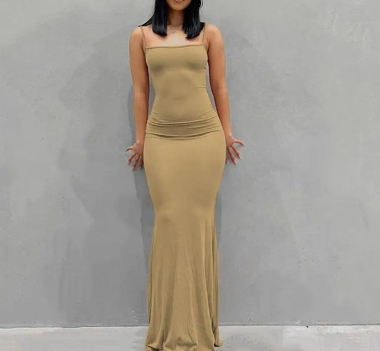 Satin Slip Backless Maxi Dress - View 4