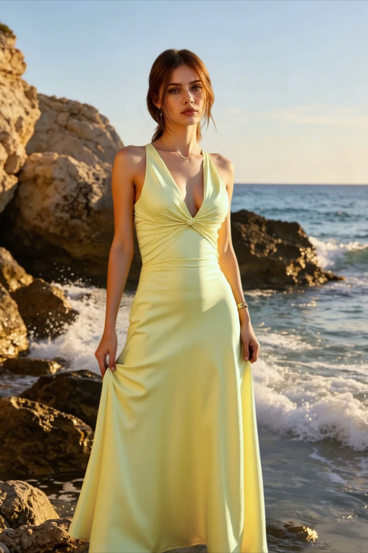 Satin Ruched Backless Maxi Dress - View 3