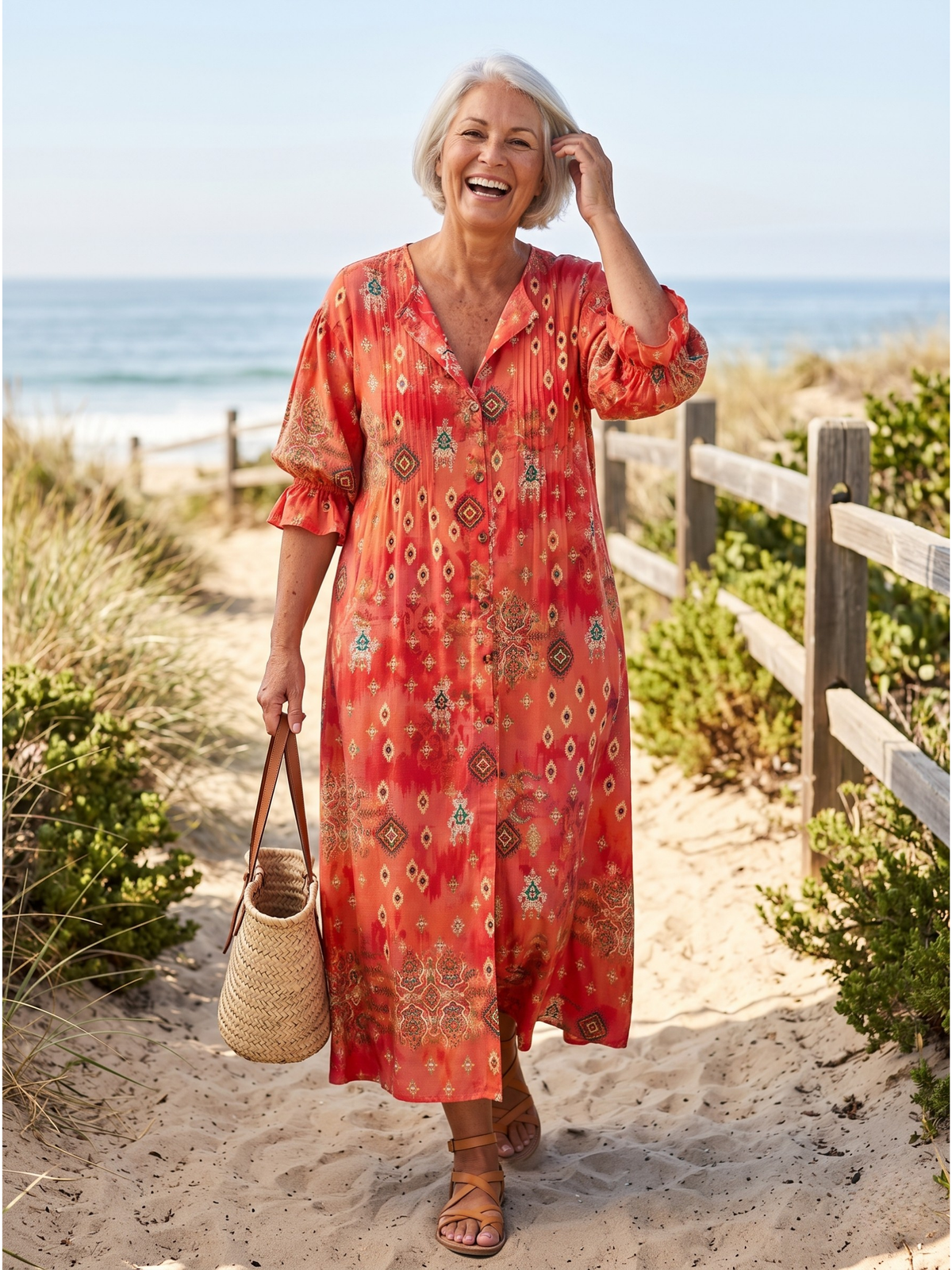 Watercolor Floral V-Neck Sleeveless Boho Maxi Dress 3