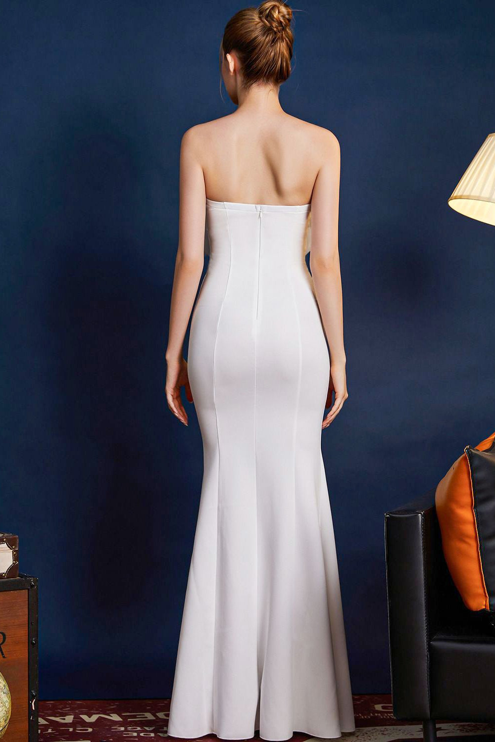 Strapless Organza Bow Bustier Mermaid Gown - View 5
