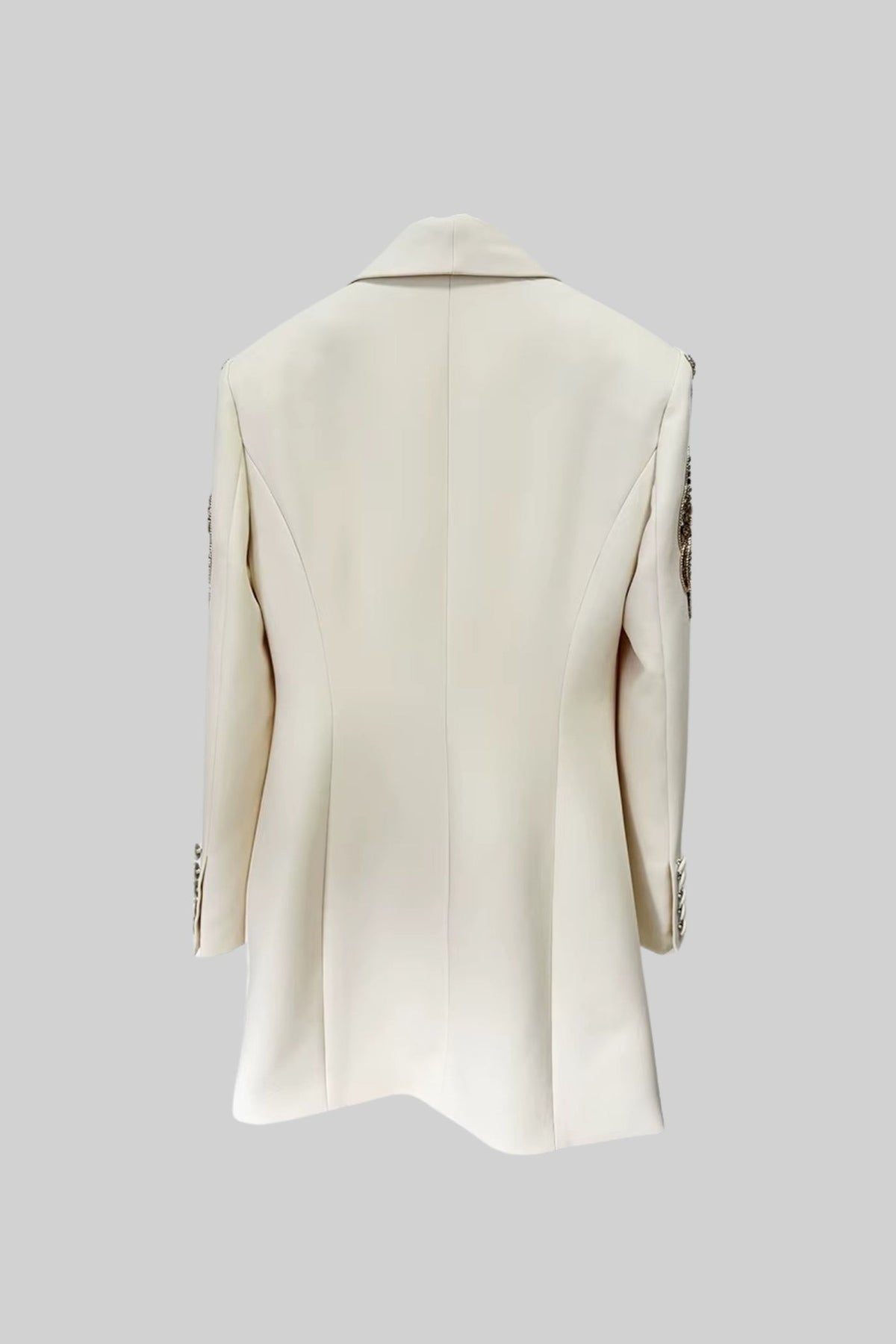 Sequin Shoulder Embroidery Deep V-Neck Wrap Ruched Mini Blazer Dress - View 17