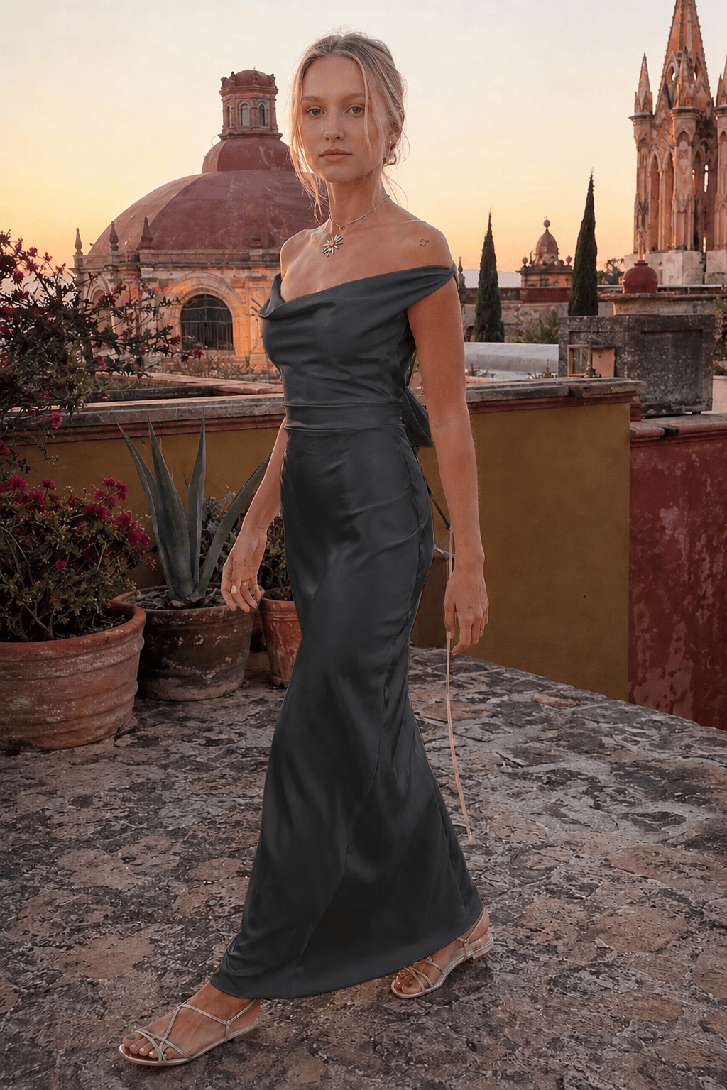 Backless Satin Dress