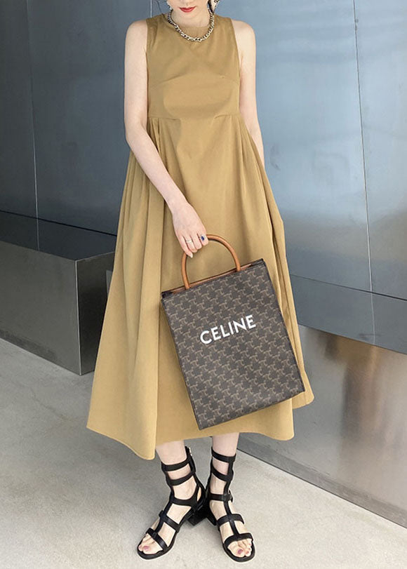 Sleeveless Round Neck High Waist Gathered Pleated Maxi Dress - View 2
