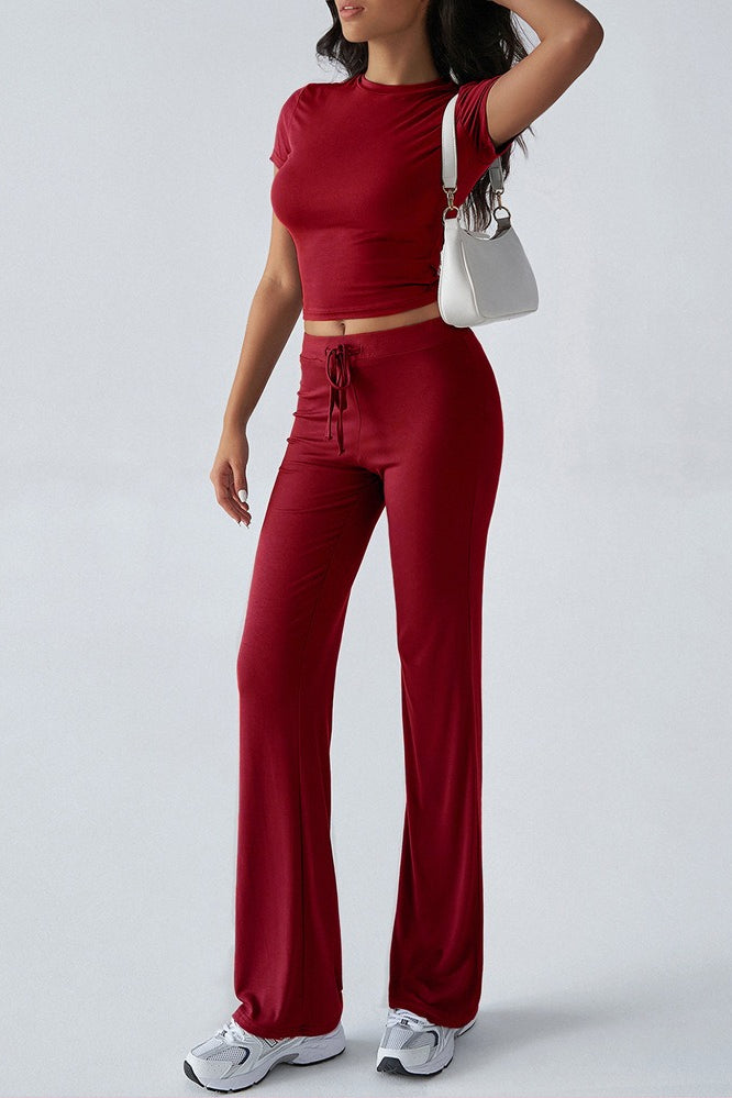 Essential Crewneck Top Wide Leg Pants Set