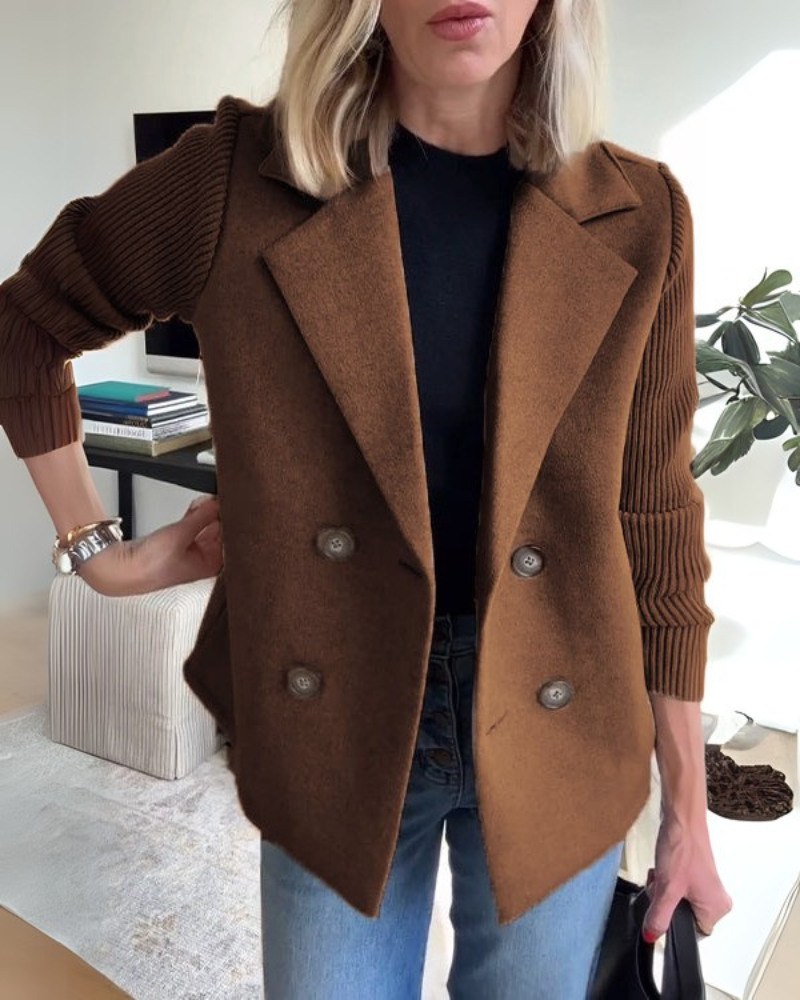 Ribbed Sleeve Drop Shoulder Knit Top 10