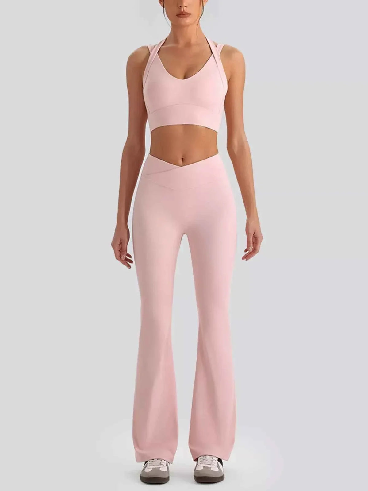 Seamless Criss-Cross V-Neck Tank and Leggings Active Set