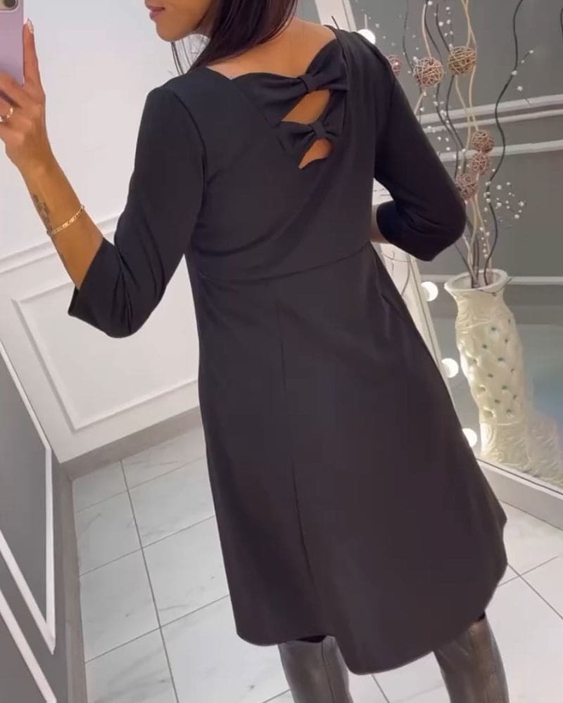 V-Neck Wrap Short Sleeve A-Line Midi Dress - View 9