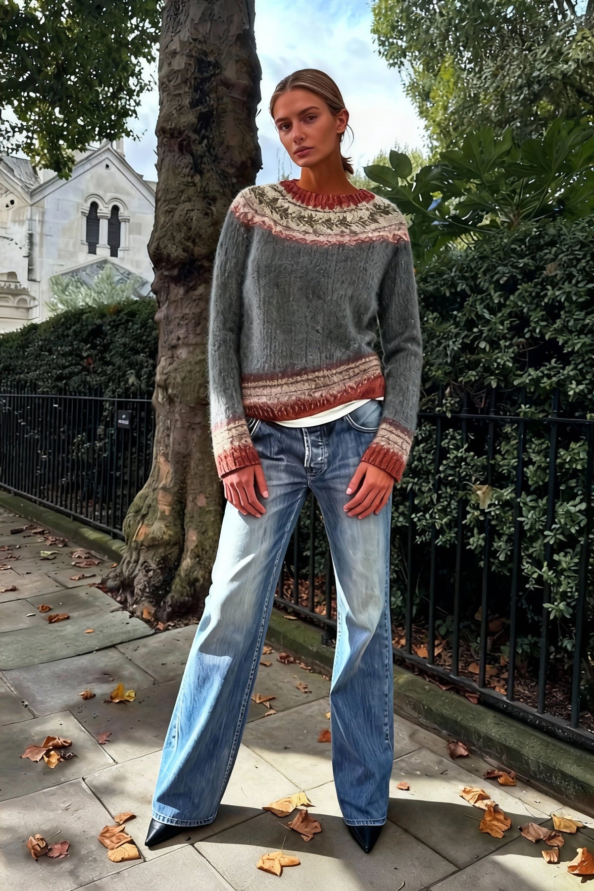 Round Colorblocked With Neck Sweater Design