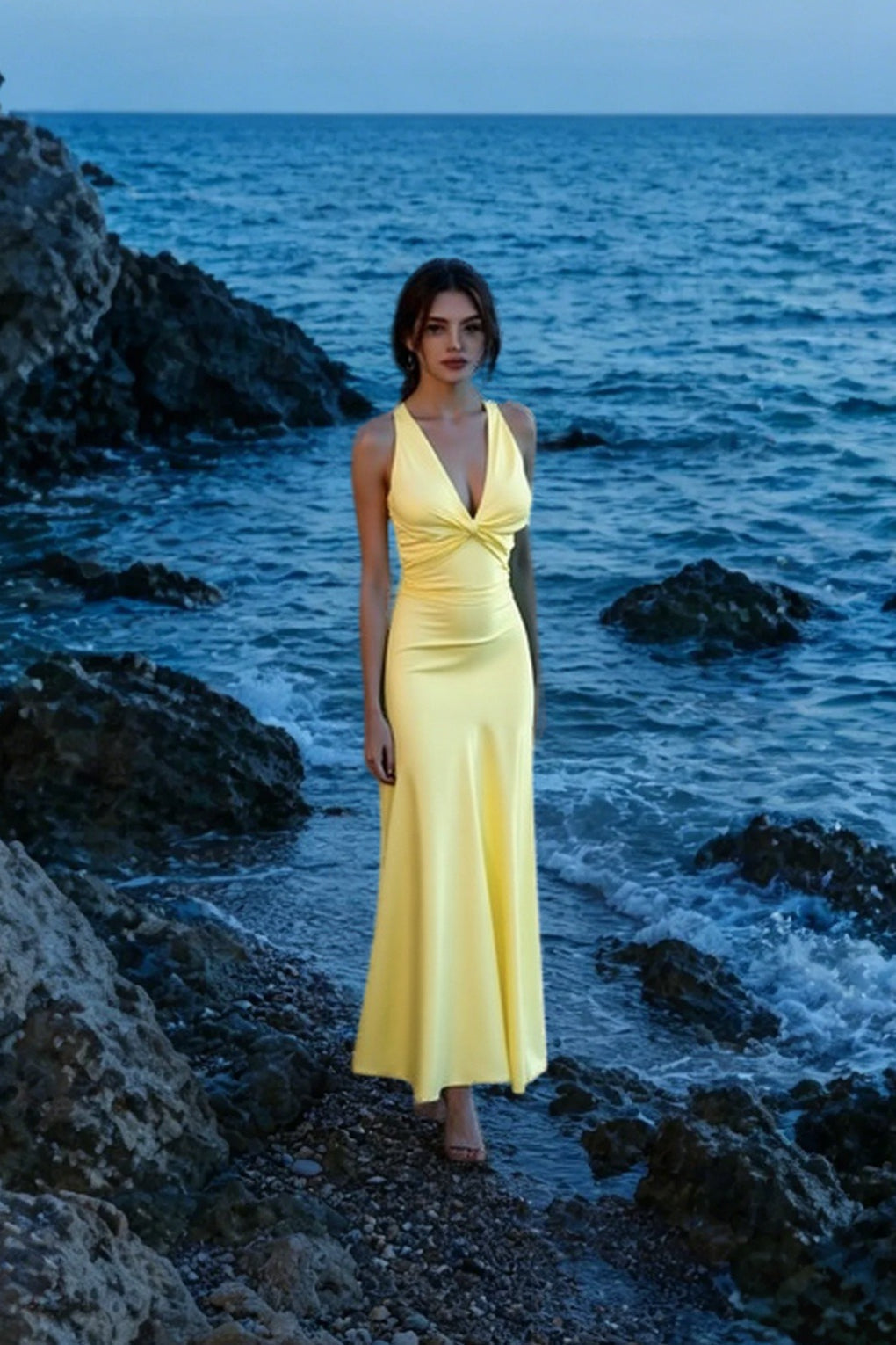 Satin Ruched Backless Maxi Dress - View 2