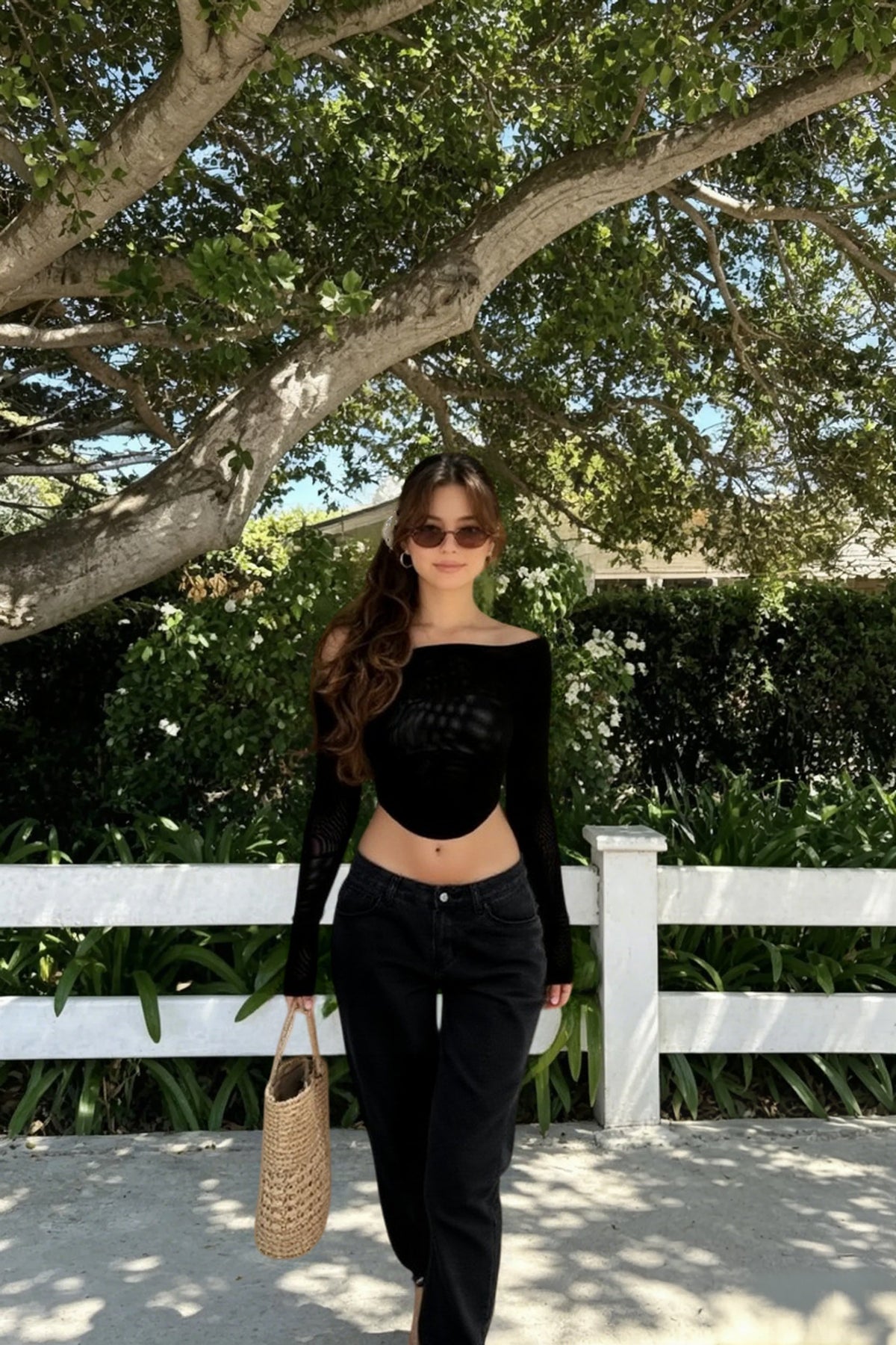 Off-the-Shoulder Sheer Mesh Crop Top