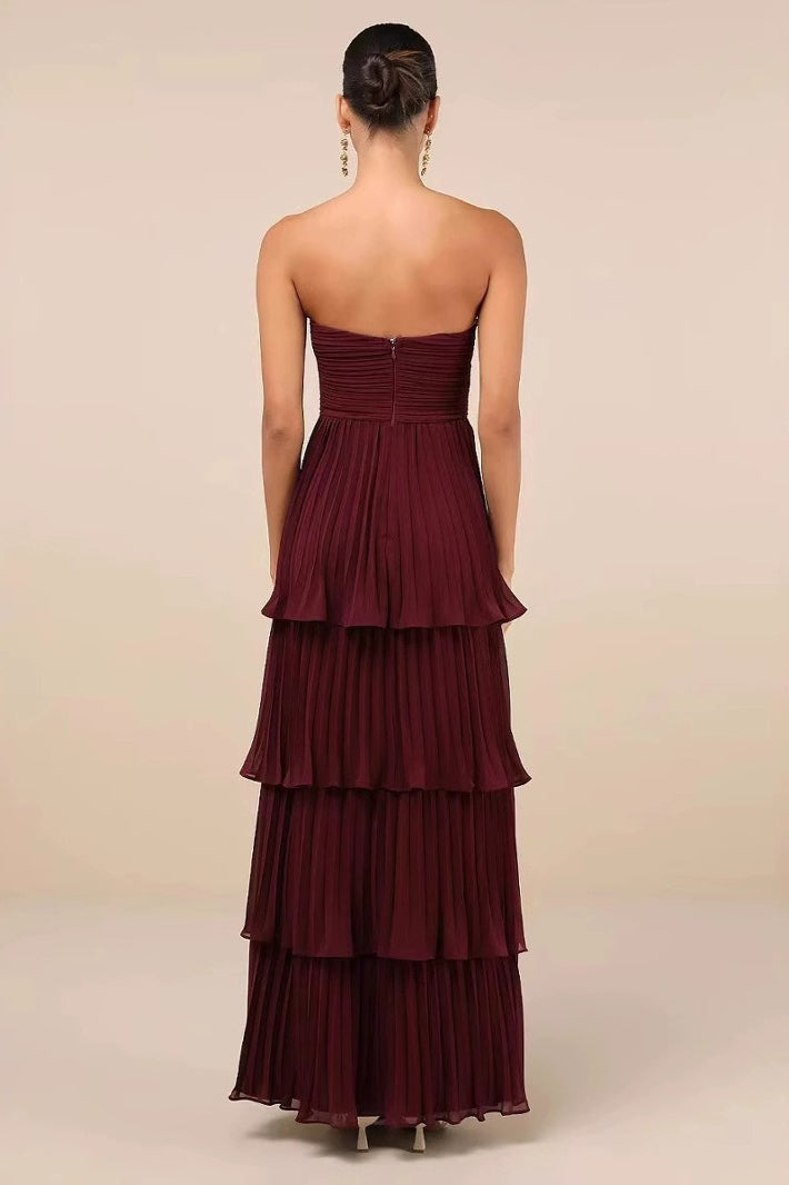 Strapless Ruched Tiered Ruffle Formal Dress - View 2