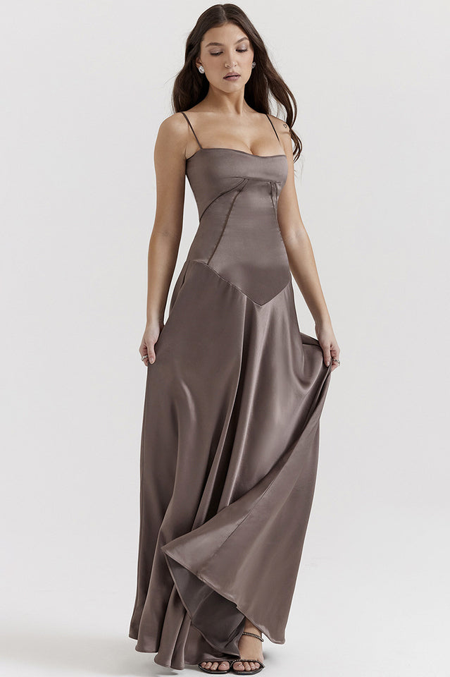 Anabella Black Lace Up Maxi Dress in Fuchsia - View 24