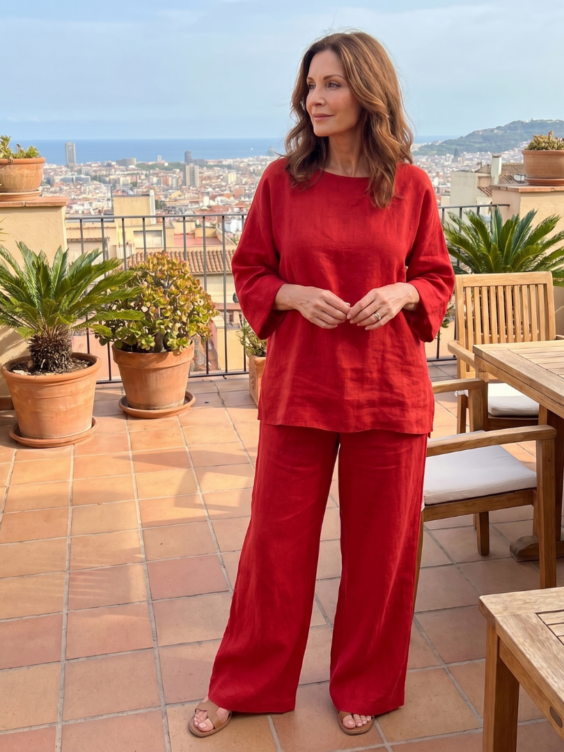 Round Neck Oversized Tunic and Wide Leg Pants Two Piece Set 6