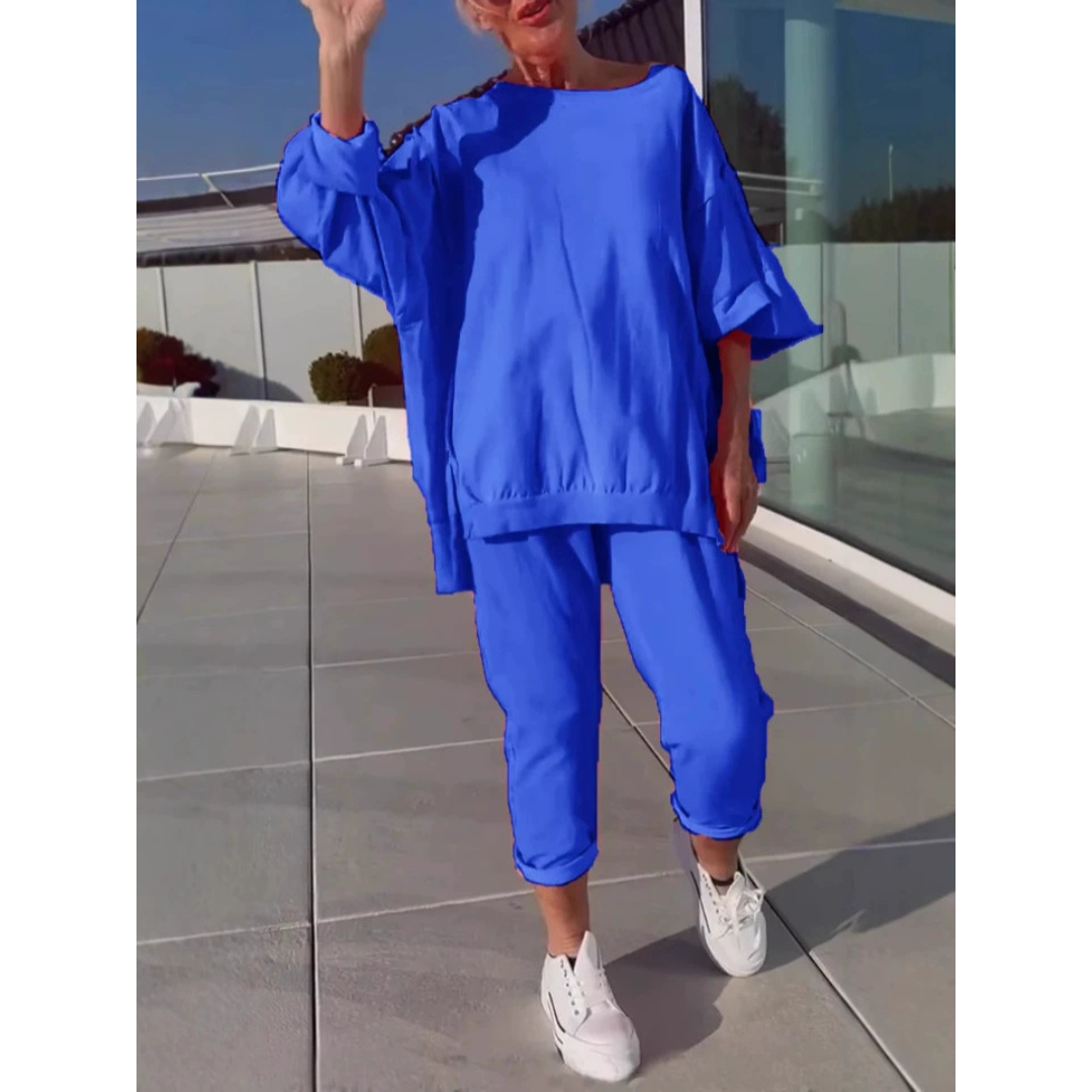 Oversized Long Sleeve Top and Pants Two Piece Set 4