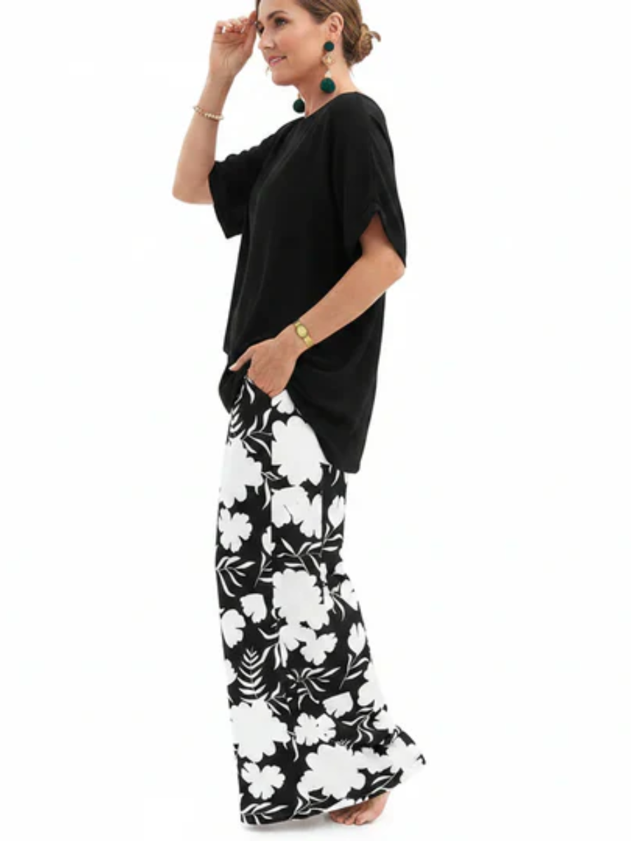 Short Sleeve Top and Floral Wide Leg Pants Two Piece Set 6