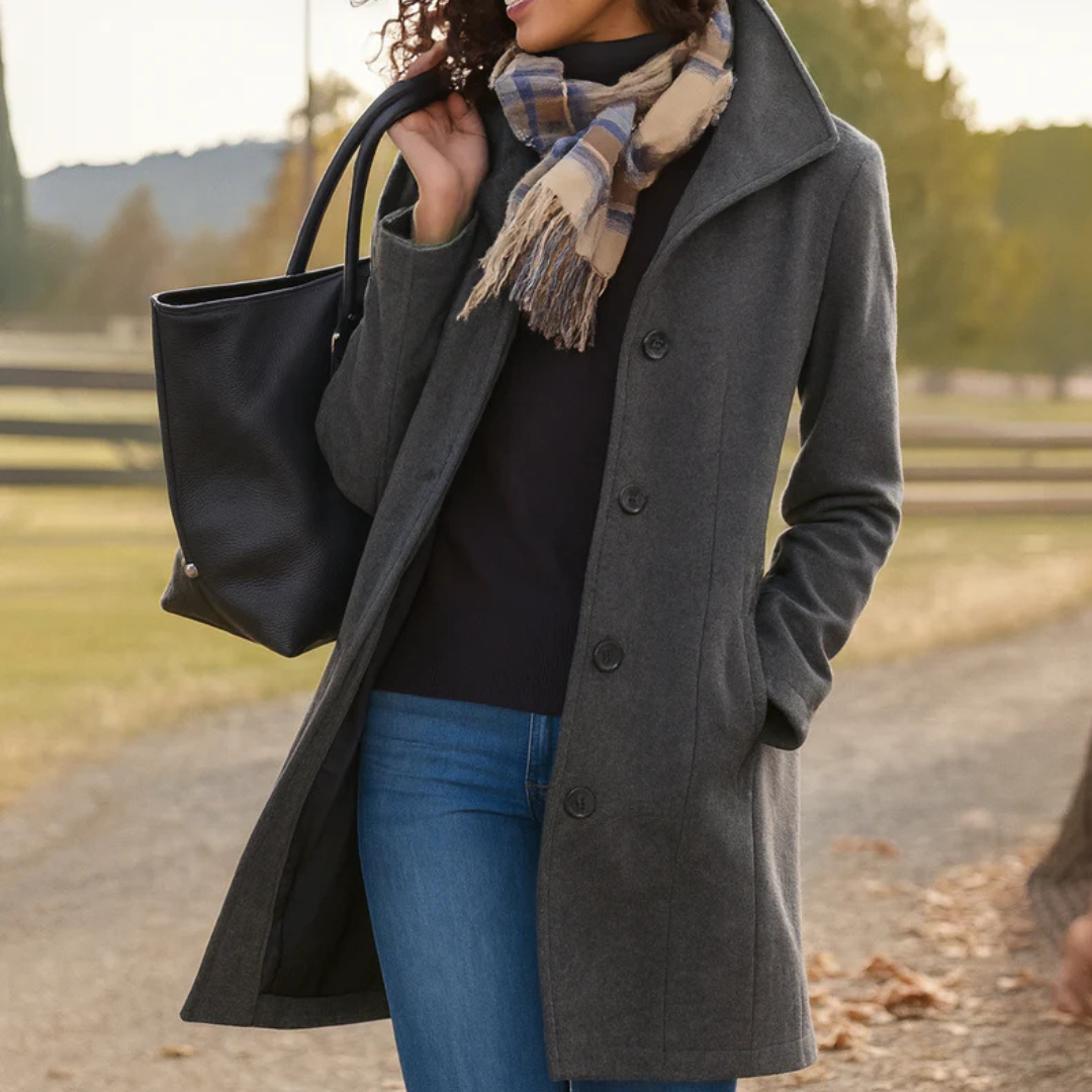 Lapel Collar Button Front Longline Coat 2