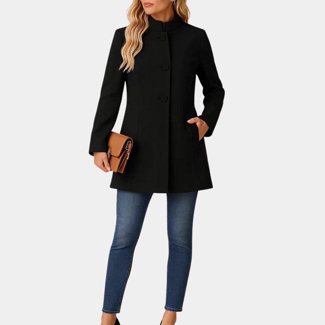 Stand Collar Button Front Longline Coat 3